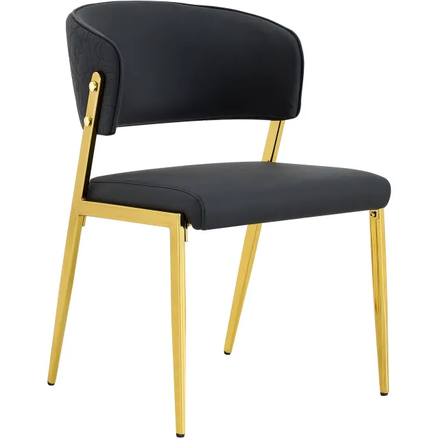 MUVANO Zwarte eetkamerstoelen set van 2 - Keukenstoelen - Gevoerde zitting en rugleuning - Kunstleer en metalen frame - Modern voor eetkamer en kantoor
