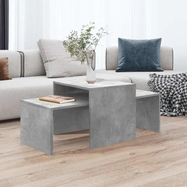 vidaXL Salontafelset 100x48x40 cm bewerkt hout betongrijs grijs, foto 2