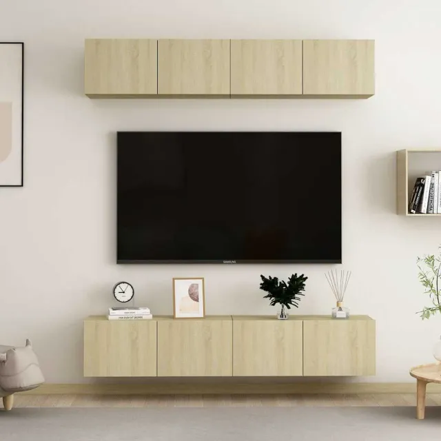 vidaXL Tv-meubelen 4 st 80x30x30 cm bewerkt hout sonoma eikenkleurig, foto 2