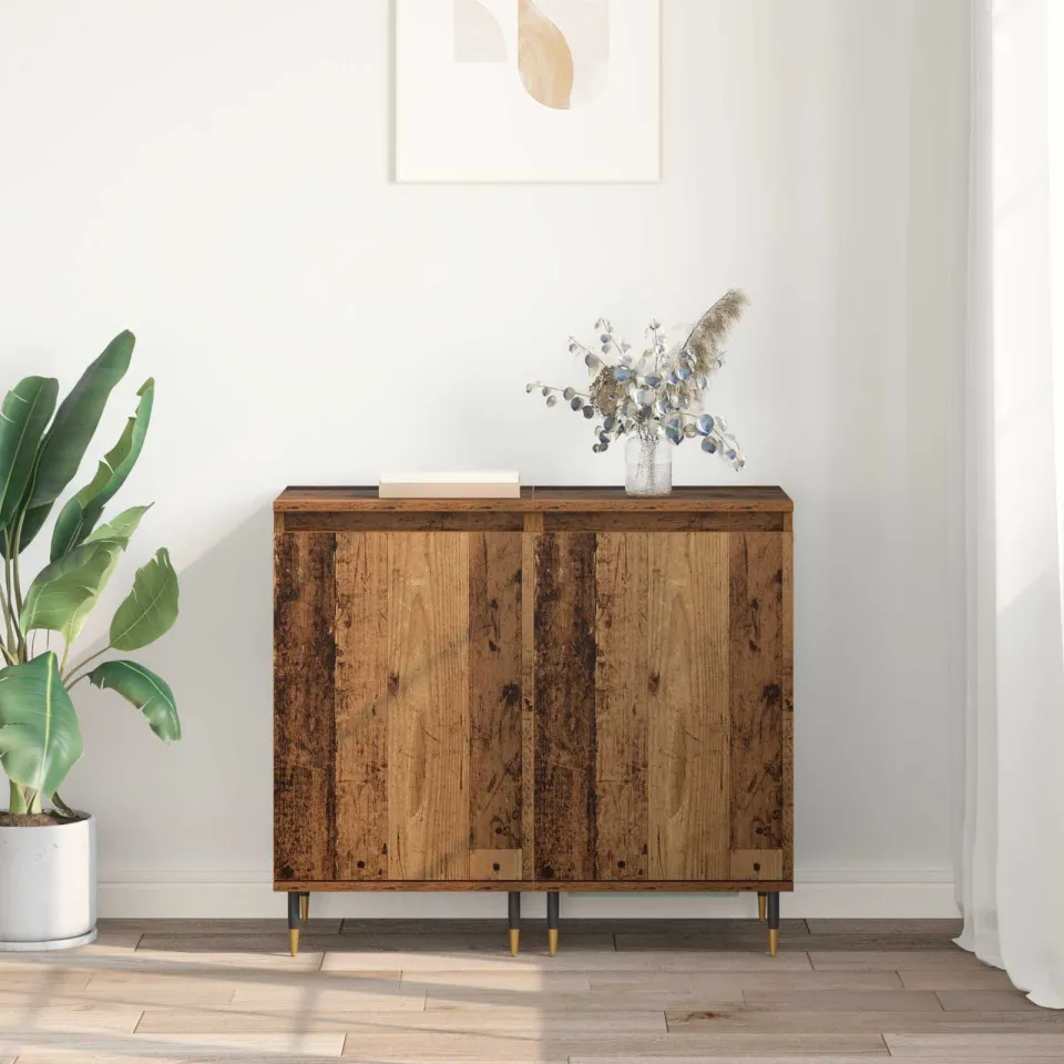 vidaXL Dressoir 2 st Oud Hout 40 x 35 x 70 cm Gemonteerd hout en ijzer bruin, foto 4