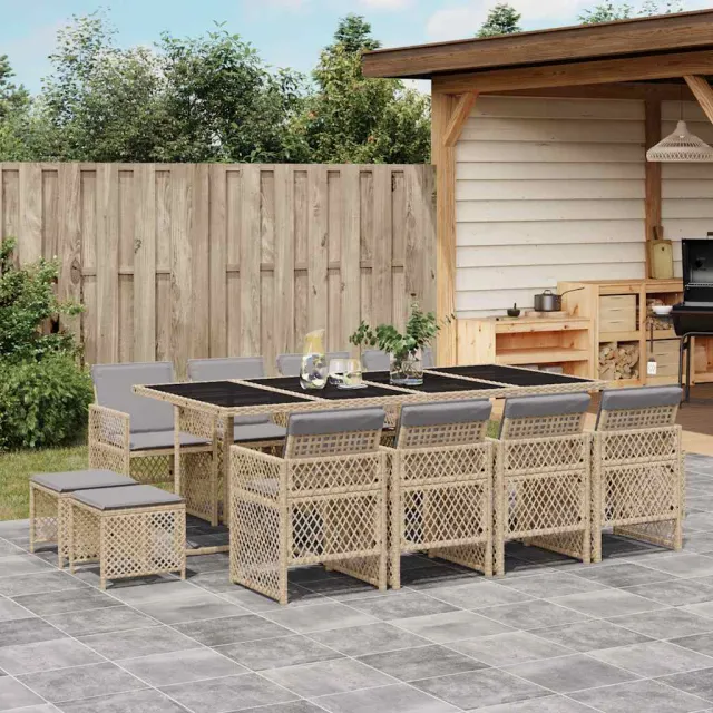 vidaXL 13-delige Tuinset met kussens poly rattan beige, foto 2