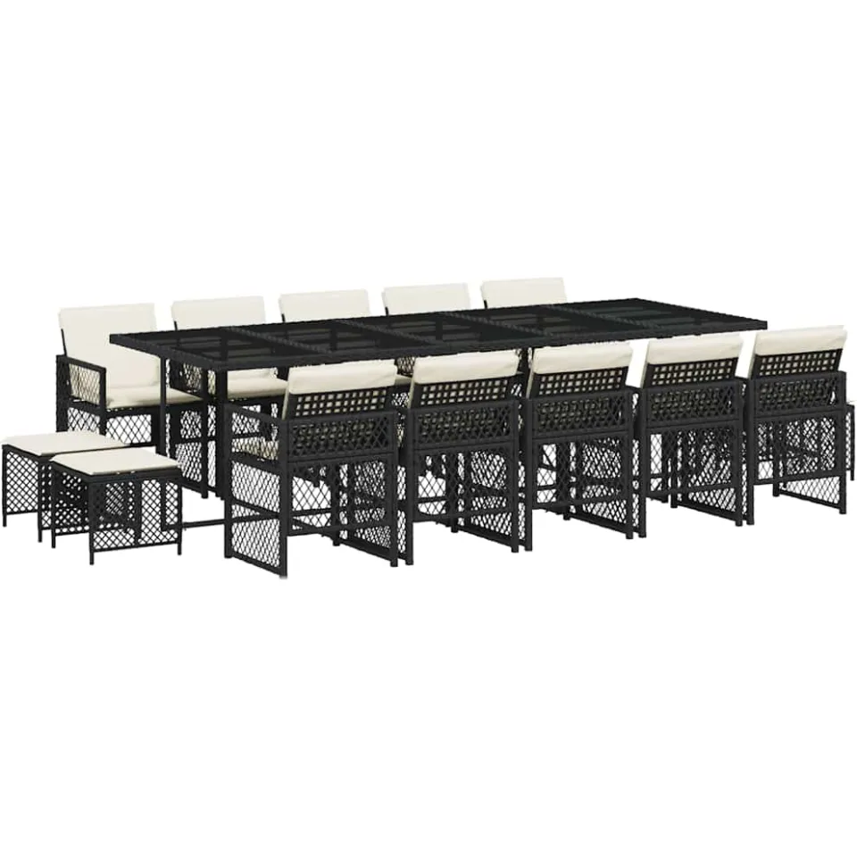 vidaXL 15-delige Tuinset met kussens poly rattan zwart, foto 4