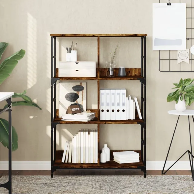 vidaXL Boekenrek 78,5x33x117,5 cm bewerkt hout gerookt eikenkleurig Bruin
