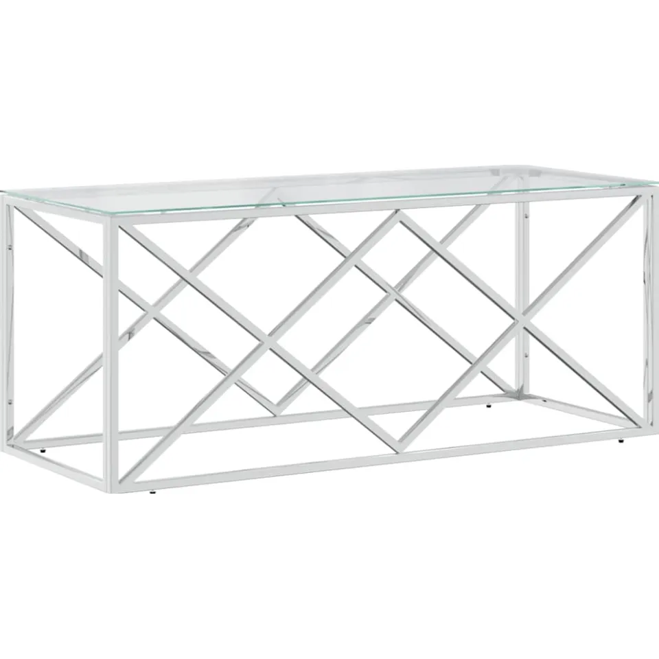 vidaXL Salontafel 110x45x45 cm roestvrij staal en glas Zilver