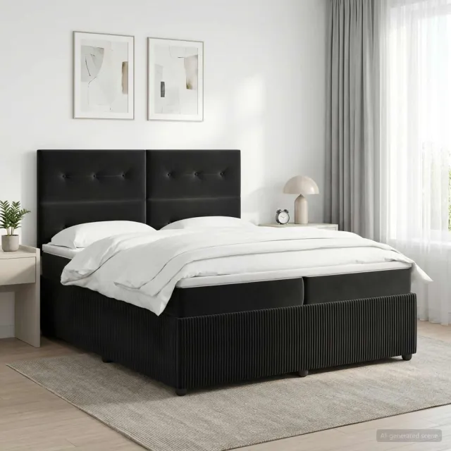 vidaXL Boxspringbed met matras Zwart 200 x 200 cm Fluweel