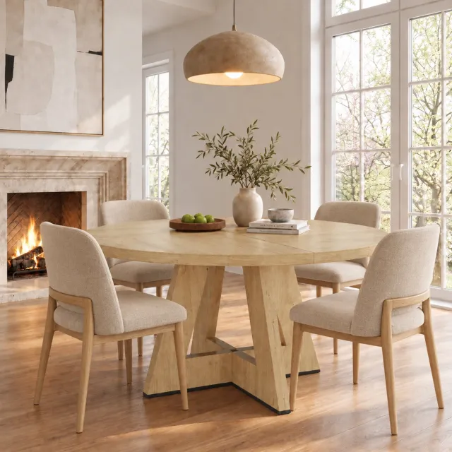 Maisentiel Ronde eettafel Ø120 cm, 4-6 personen, Scandinavisch, MDF, eikenkleur