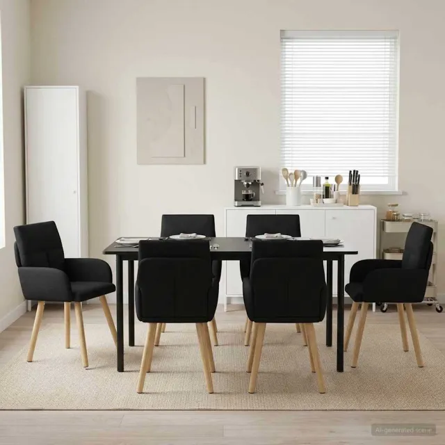 vidaXL Eettafelstoelen 6 st Stof Zwart 60 x 56 x 93 cm, foto 2