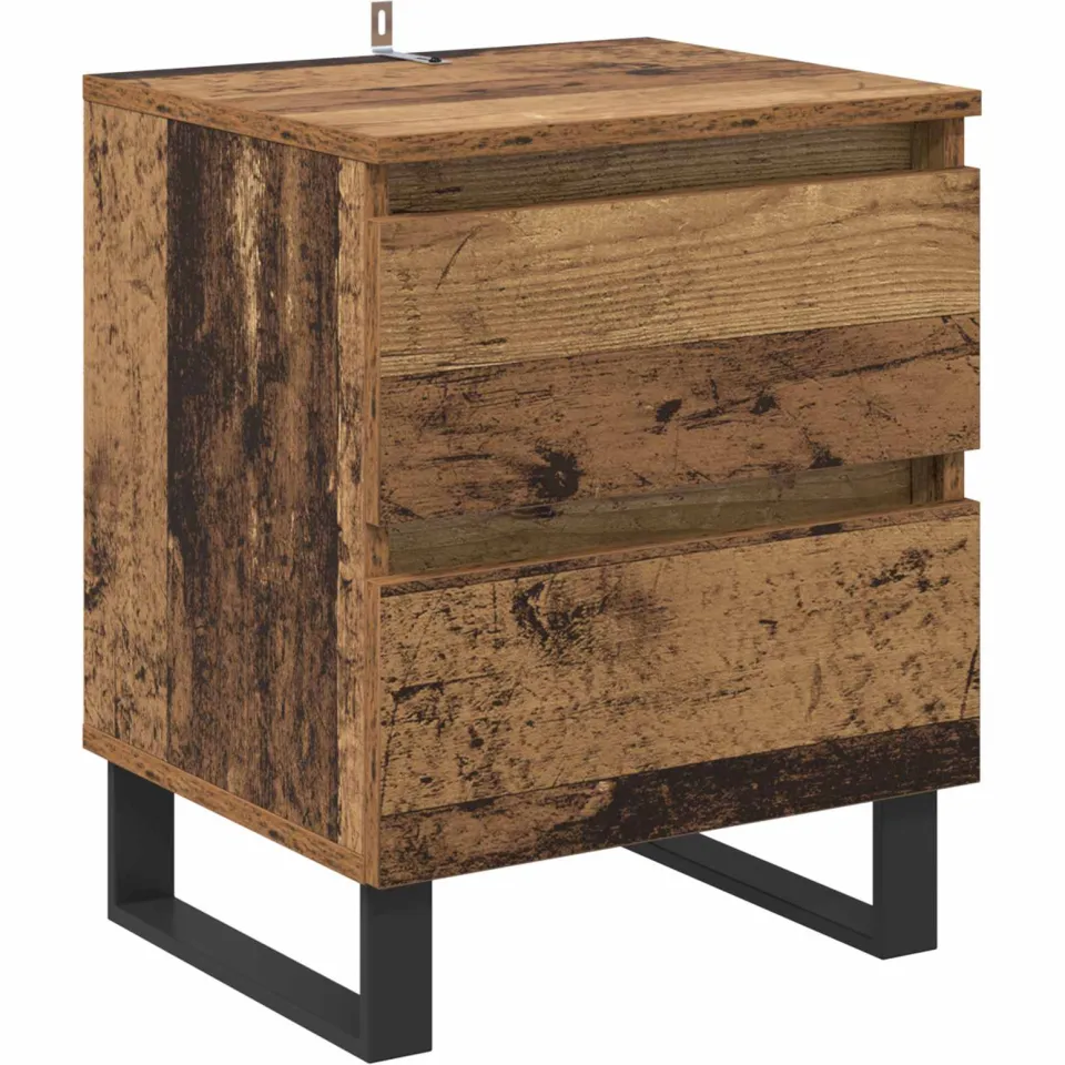 vidaXL Nachtkastje Oudhout 40 x 35 x 50 cm Bewerkt hout bruin, foto 3