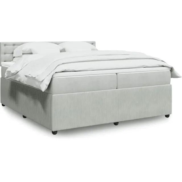 vidaXL Boxspring met matras fluweel lichtgrijs 200x200 cm grijs
