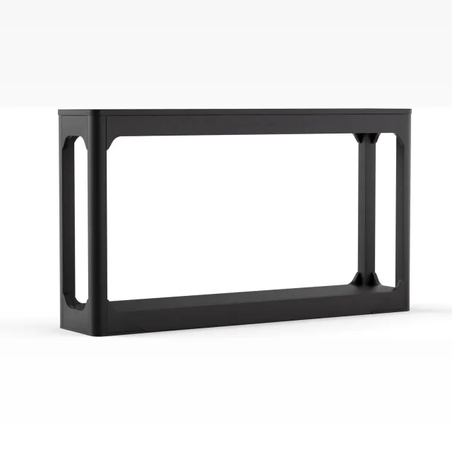 SONNENH Sidetable met onderste legplank en afgeronde framehoeken - Zwart MDF - 140 x 30 cm