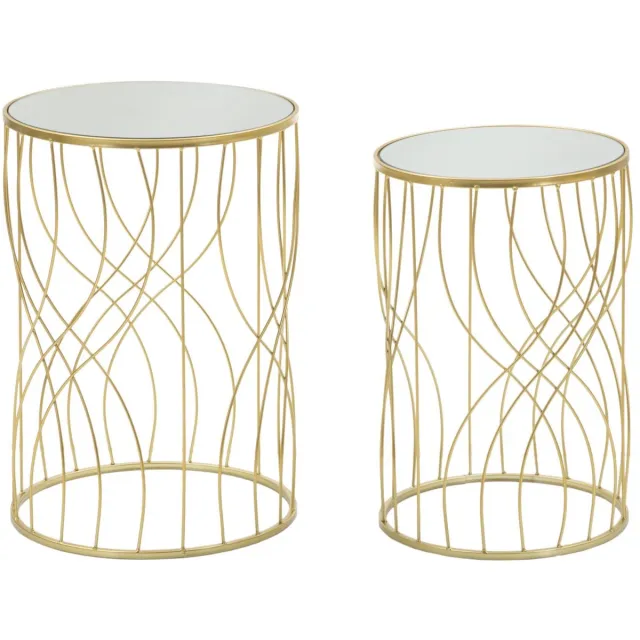 Mauro Ferretti Tafel Ligne Set 2pcs Ø 38×55 cm Goud