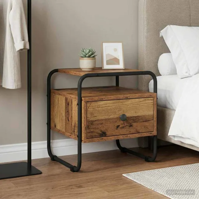 vidaXL Nachtkastje Oud hout 40 x 39.5 x 40 cm Bewerkt hout bruin, foto 2