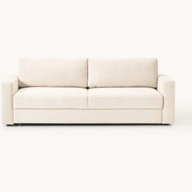 Westwing Collection Fluwelen slaapbank Tasha (3-zits) Beige