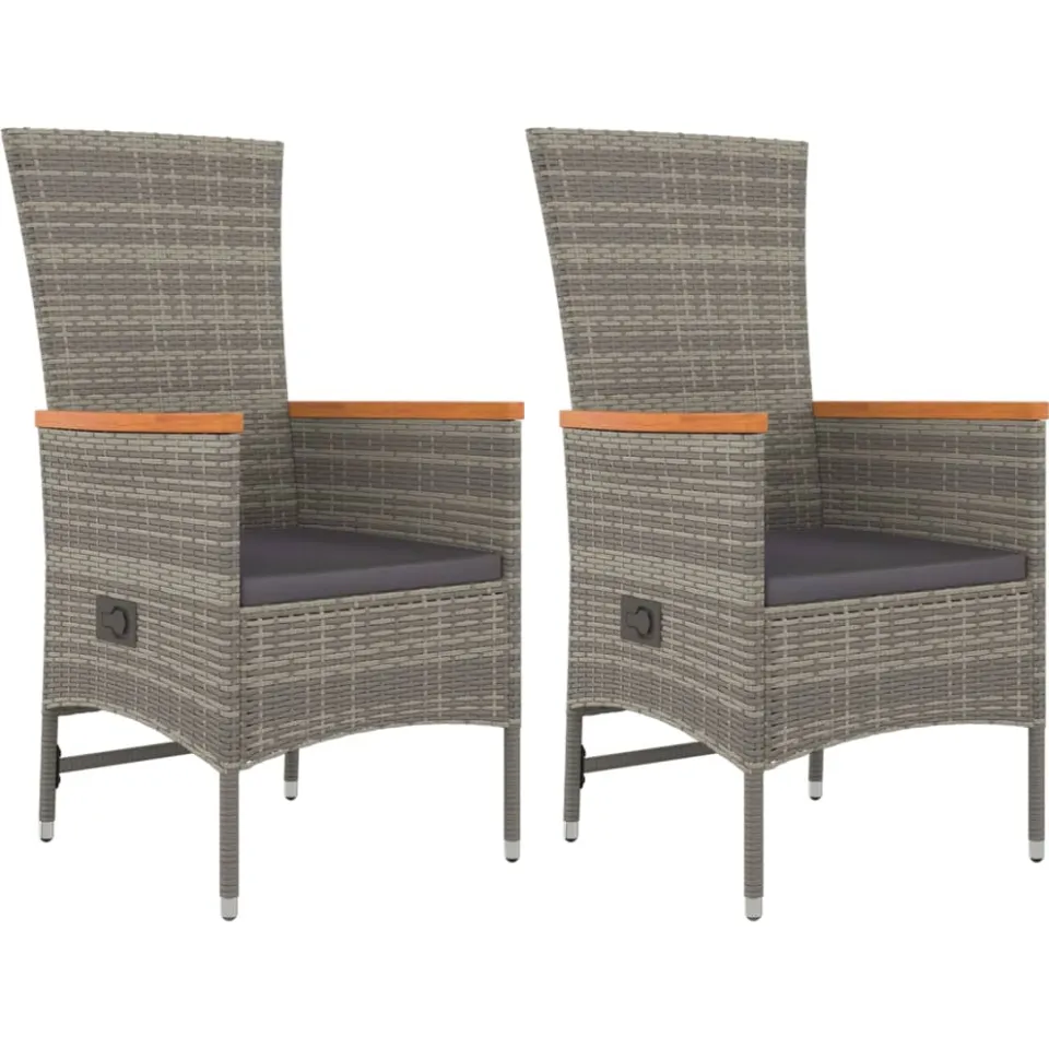 vidaXL 3-delige Tuinset met kussens poly rattan grijs, foto 3