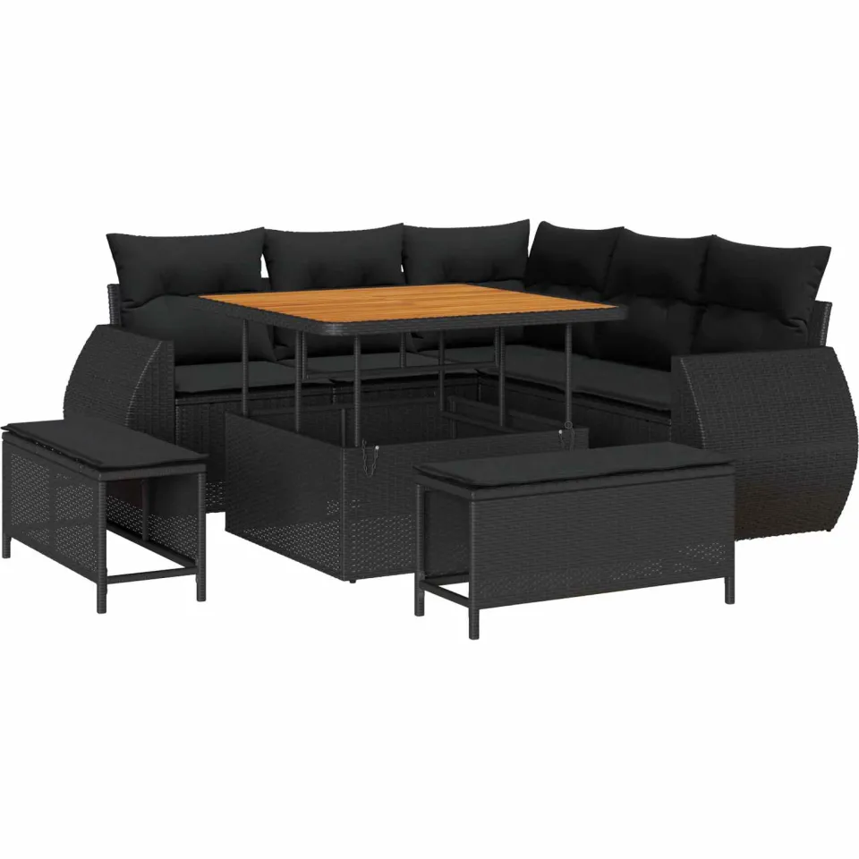 vidaXL Tuinbankenset 8 st Zwart poly rattan