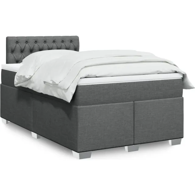 vidaXL Boxspring met matras stof donkergrijs 120x200 cm grijs