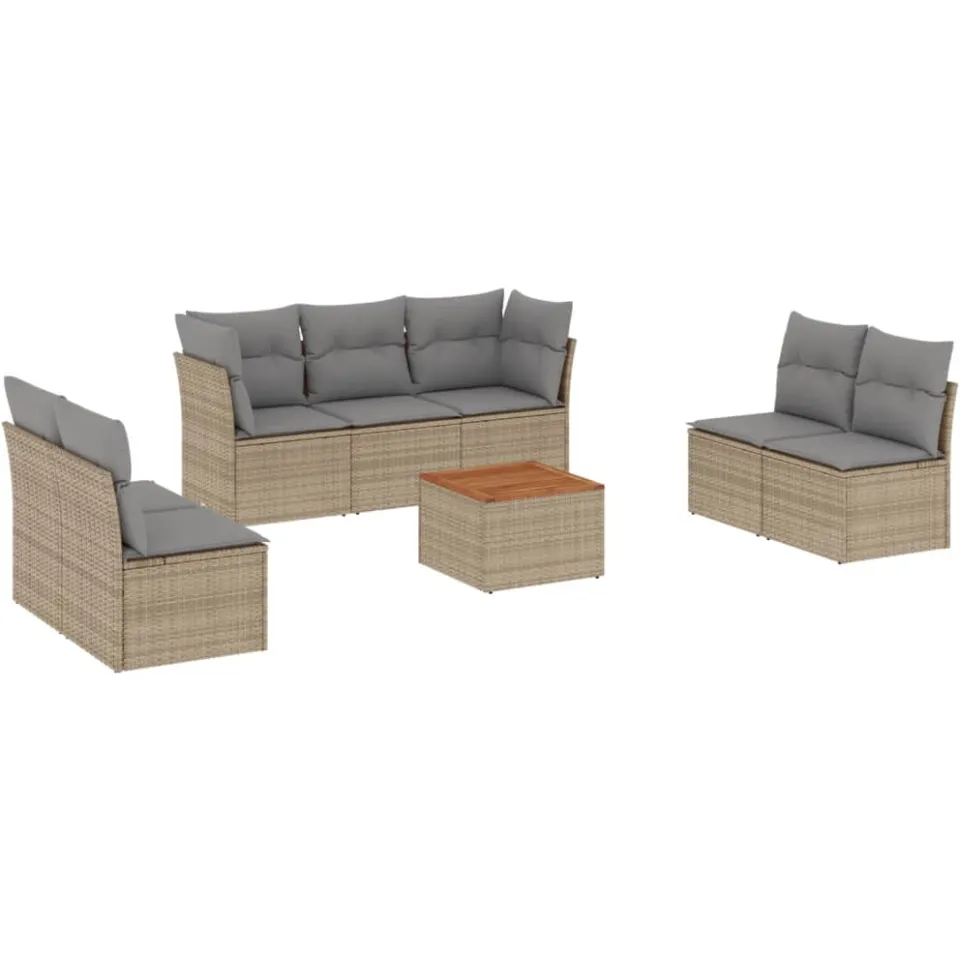 vidaXL Patio Sofa Set 7-zits Beige mix en grijs, foto 3