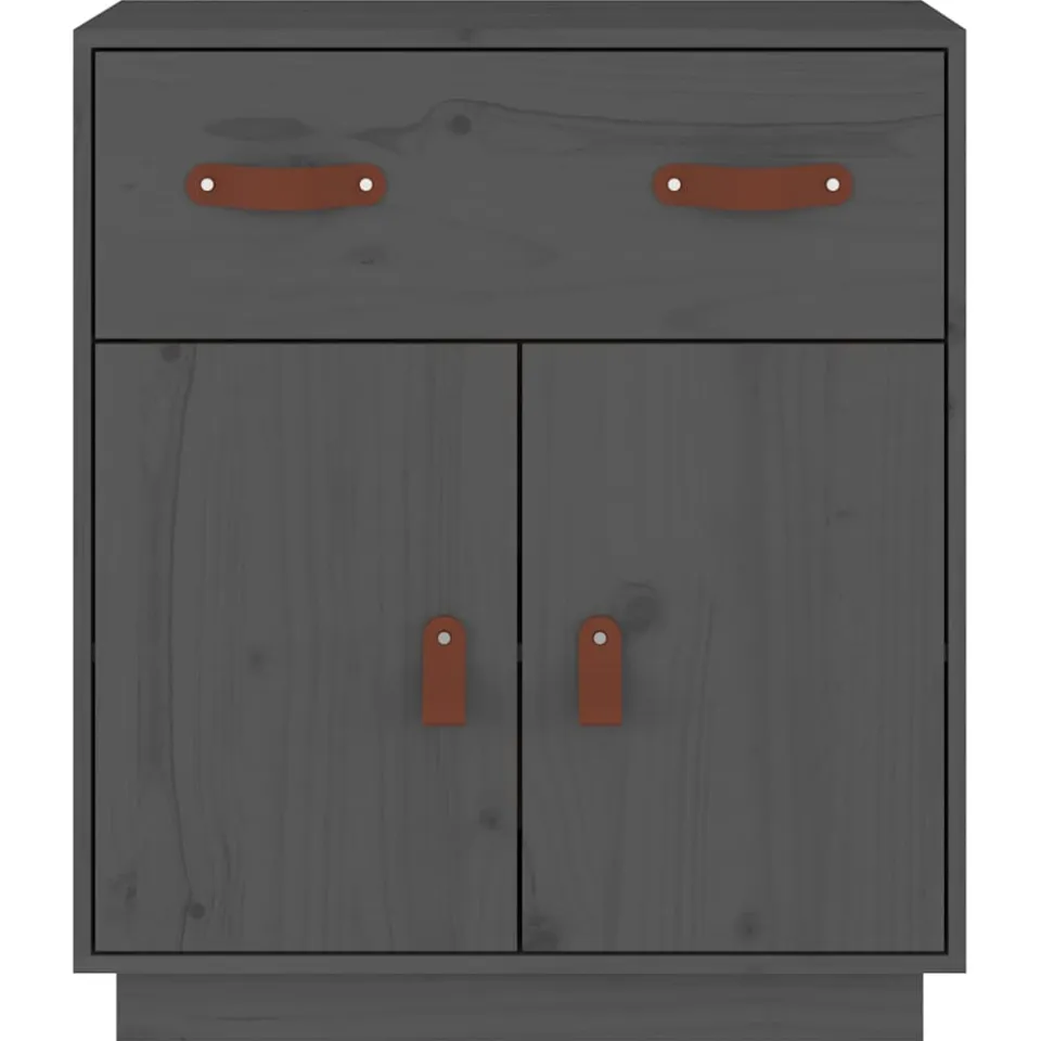 vidaXL Dressoir 65,5x40x75 cm massief grenenhout grijs, foto 3