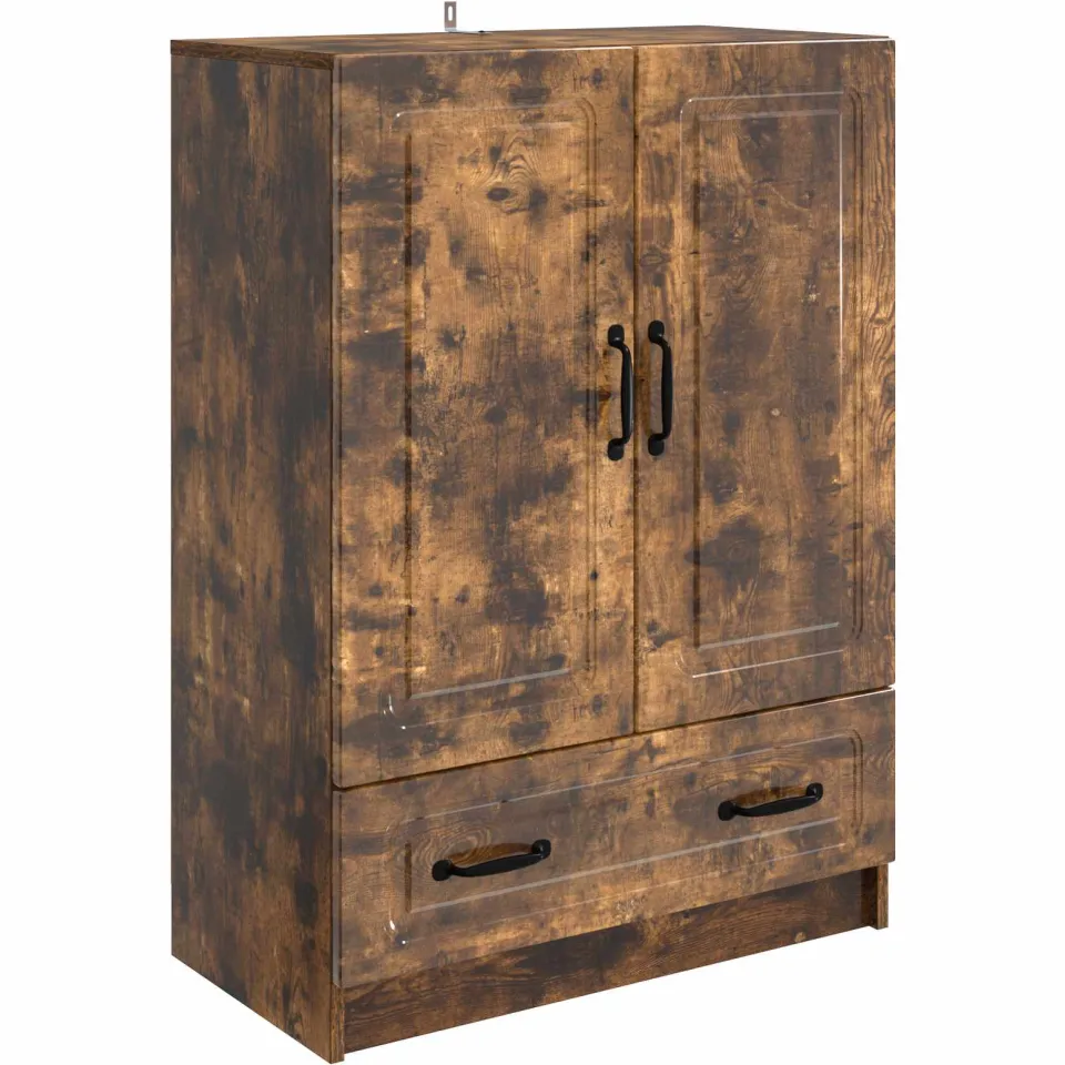 vidaXL Dressoir met lade Gerookt eiken 66 x 34,5 x 92 cm Bewerkt hout