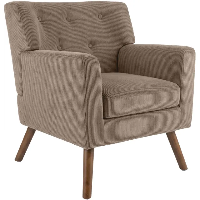 CLP Kioni Fauteuil - met armleuning - volwassen - relax - landelijk - stoelpoten van hout - ribstof - corduroy - taupe