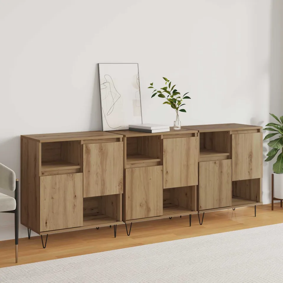 vidaXL Dressoir 3 st Artisan Eiken 60 x 35 x 70 cm, foto 4
