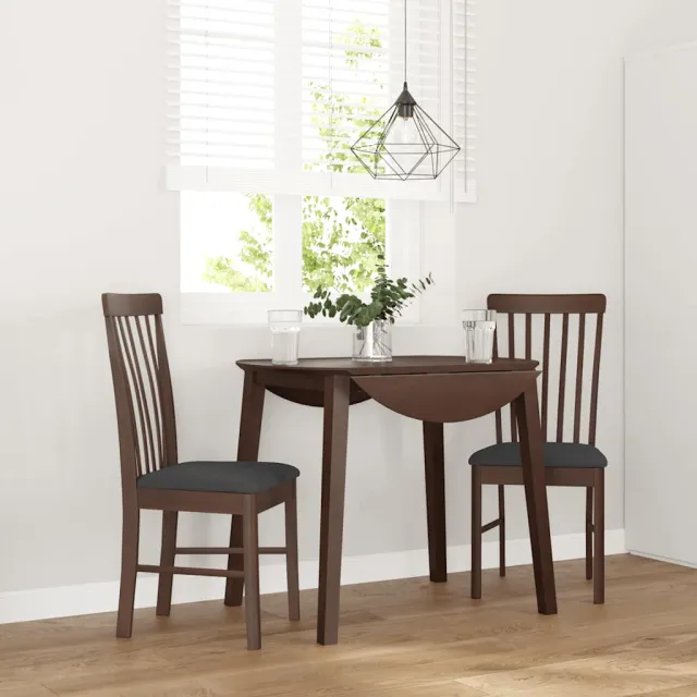 vidaXL Eetkamerstoelen met kussens 2 st massief hout rubber bruin