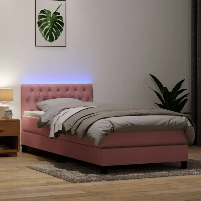 vidaXL Boxspring met matras en LED fluweel lichtgrijs 80x210 cm grijs
