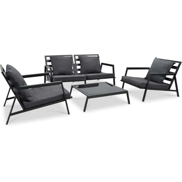 vidaXL 4-delige Loungeset met kussens aluminium donkergrijs