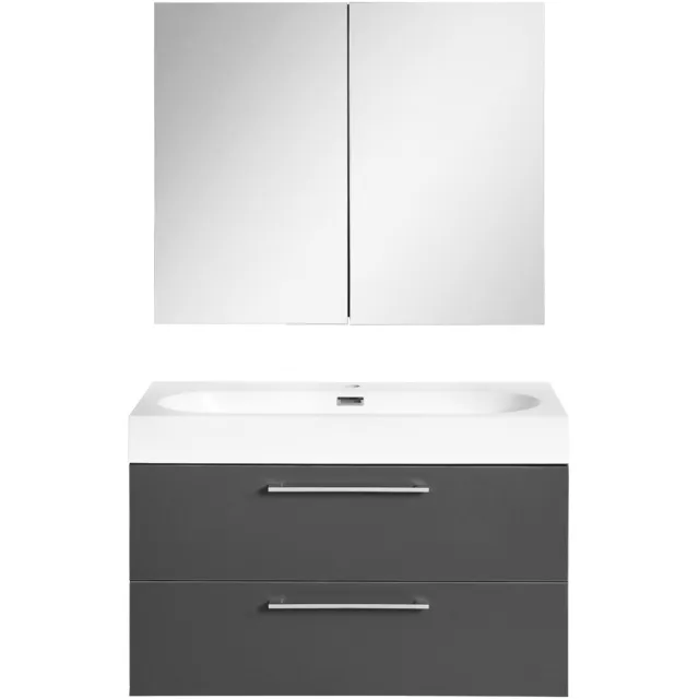 Differnz Badkamermeubelset Differnz Somero Met Keramiek Wastafel 60 cm Antraciet (Inc. Spiegelkast) Wit