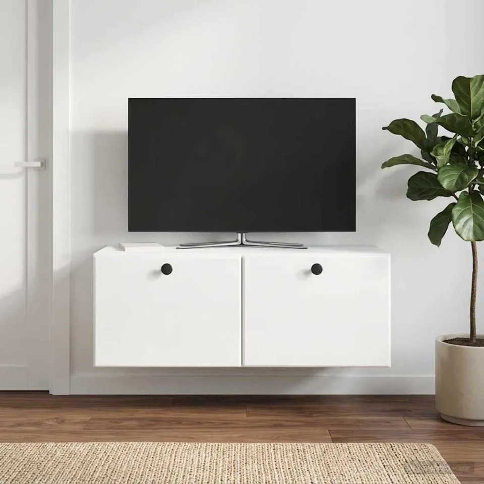 vidaXL Wandbeugel TV-kast 78,5 x 31 x 30 cm Hoogglans Wit Bewerkt hout, foto 4