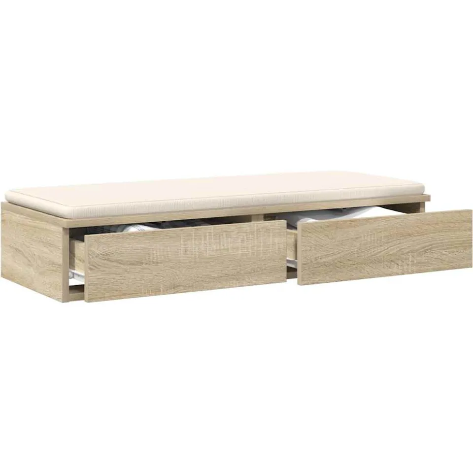 vidaXL Bedlades met lade Sonoma Eiken 80 x 36,5 x 16,5 cm Bewerkt hout Beige