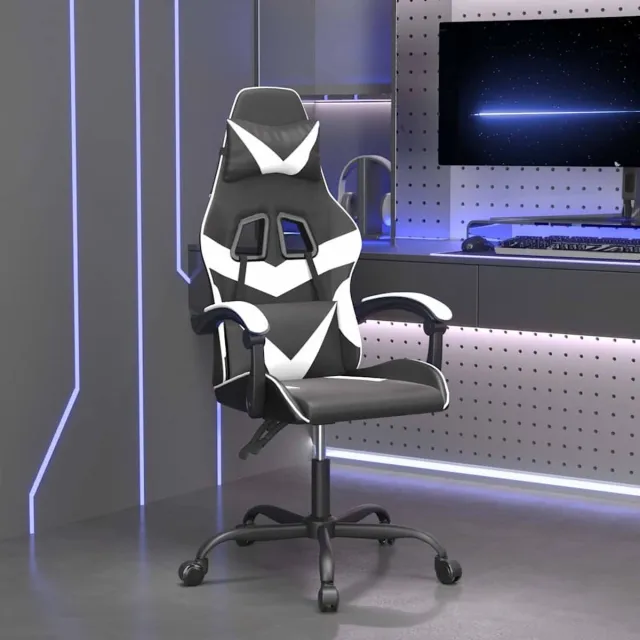 vidaXL Gamestoel - kunstleer - zwart - en - wit zwart en wit