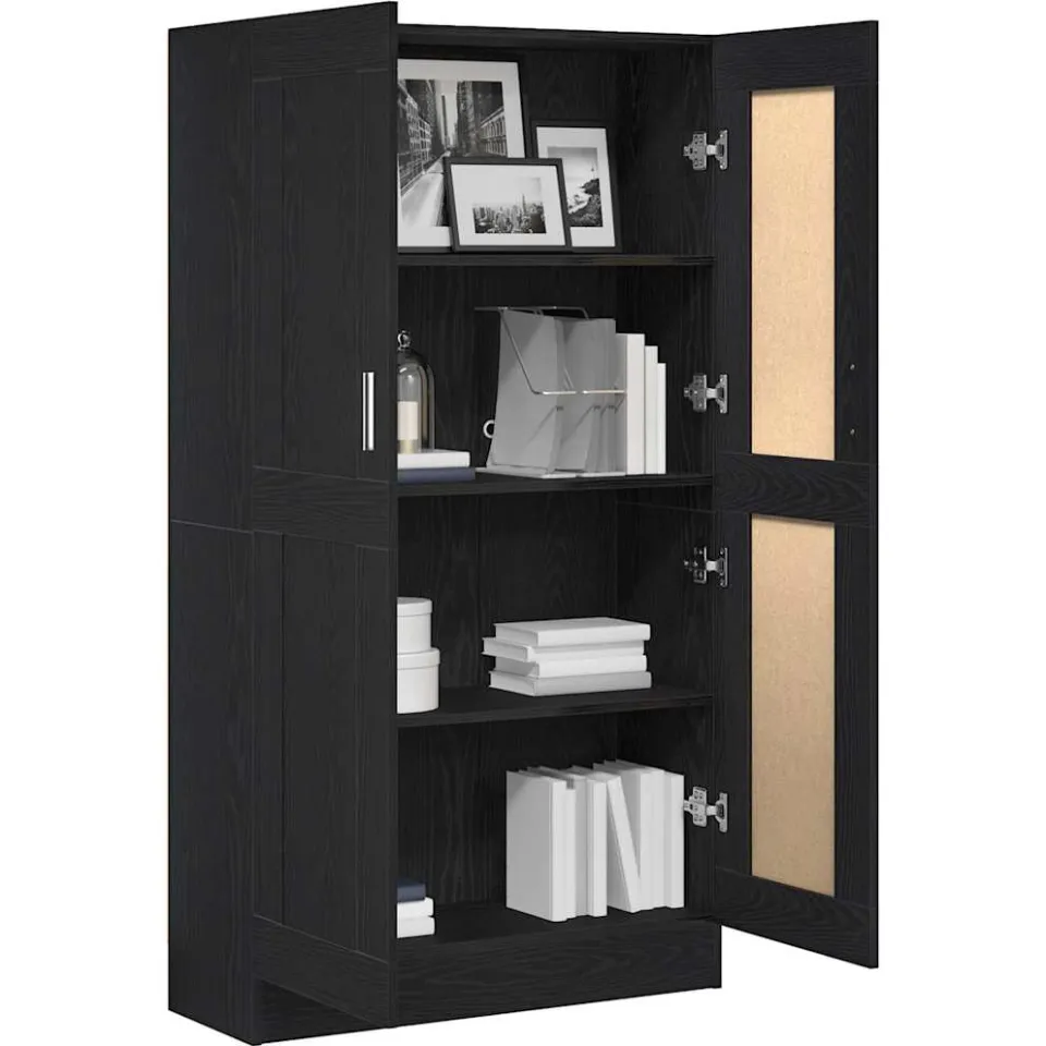 vidaXL Boekenkast 3-laags 82,5 x 30,5 x 150 cm Bewerkt hout zwart, foto 2