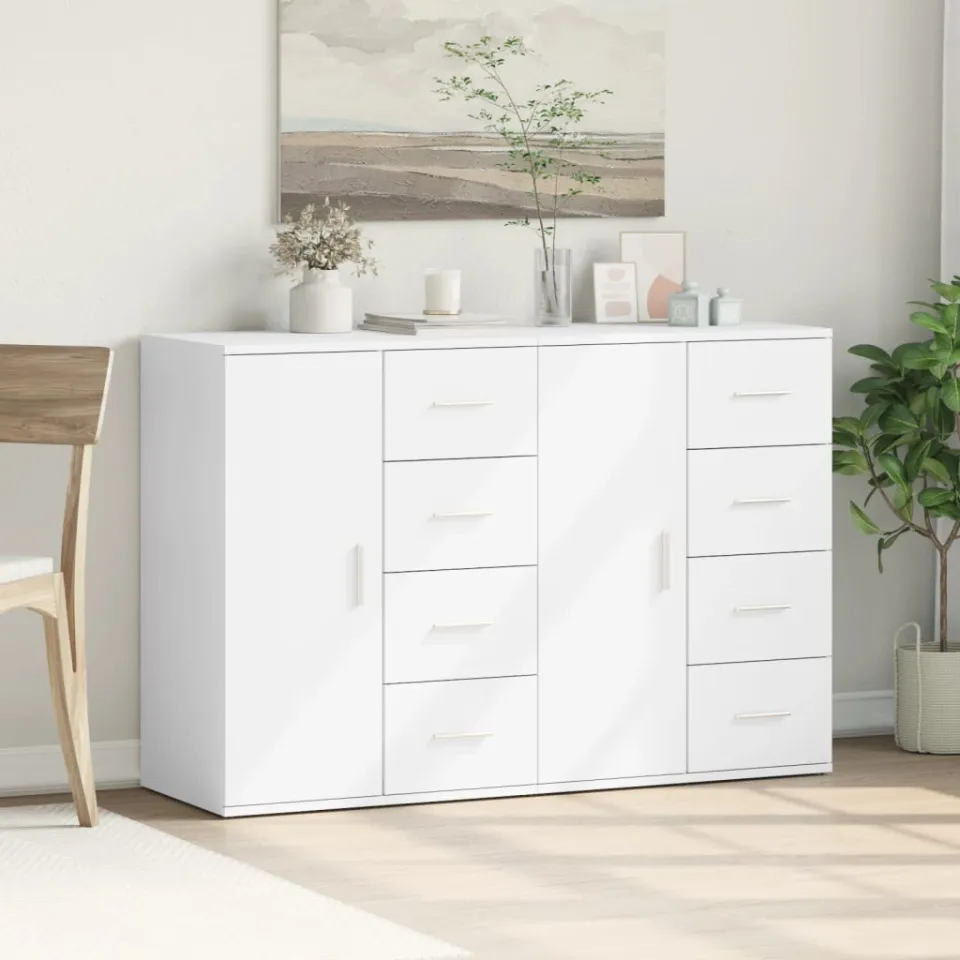 vidaXL Dressoirs 2 st 59x39x80 cm bewerkt hout wit, foto 3