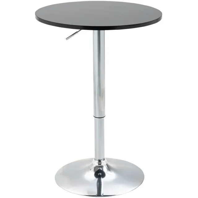 Merax Ronde Verstelbare Bartafel 61 cm Draaibare Statafel Zwart MDF Met Stalen Voet Voor Keuken En Woonkamer
