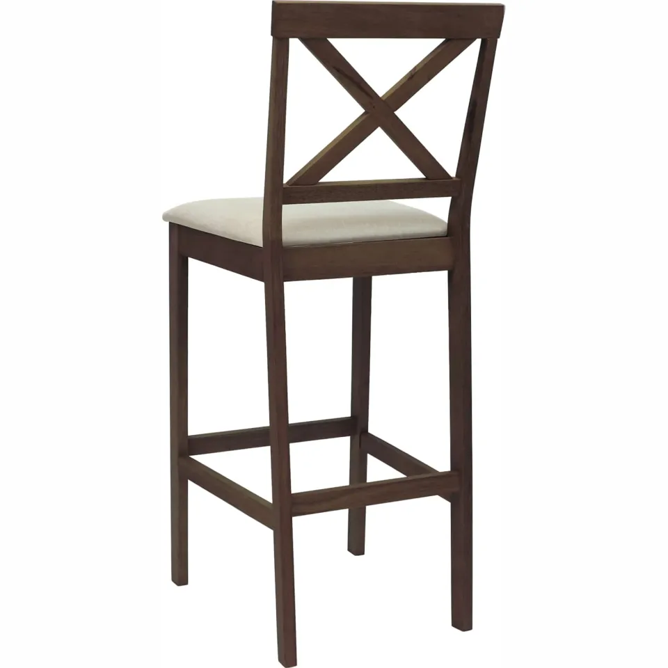 vidaXL Barkruk 2 st Lichtbruin en Beige Massief Rubberhout en Stof, foto 4