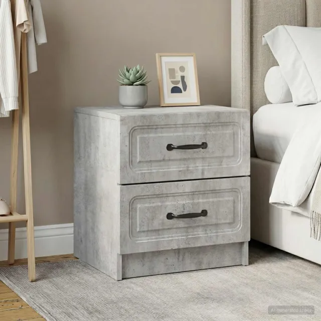vidaXL Nachtkastje 2 st Betongrijs 43 x 34,5 x 44,5 cm Bewerkt hout grijs, foto 2