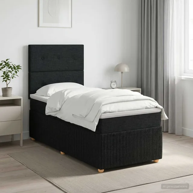 vidaXL Boxspringbed met matras met hoofdeinde Zwart 80 x 200 cm Stof