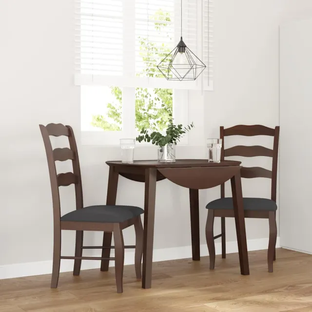 vidaXL Eetkamerstoelen met kussens 2 stuks bruin massief hout rubber