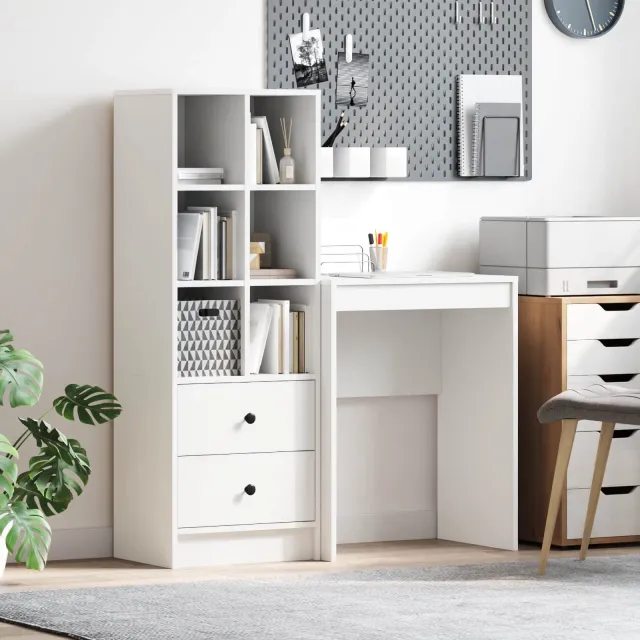 vidaXL Bureau Wit 105,5 x 34 x 127 cm 2 st, foto 2