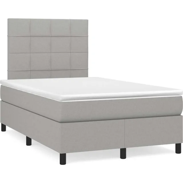 vidaXL Boxspring met matras en LED stof lichtgrijs 120x190 cm grijs
