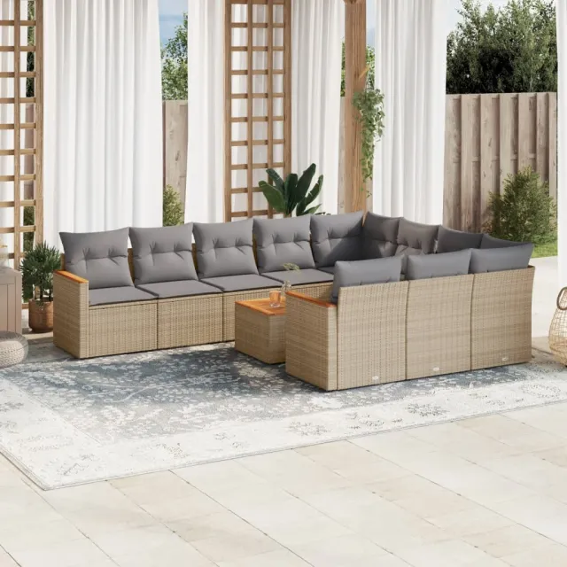 vidaXL Patio Sofa Set 10-zits Gemengd beige, foto 2