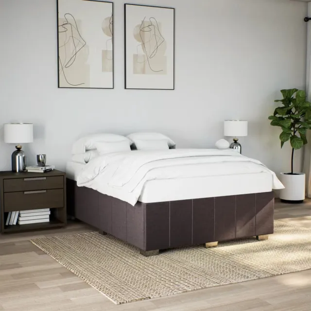 vidaXL Bedframe zonder matras stof donkerbruin 160x200 cm bruin