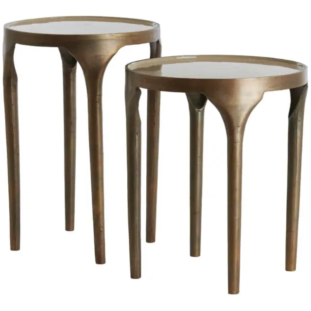 Light & Living Bijzettafel Lapaz - Antiek Brons - Ø40cm - Set van 2 - Modern