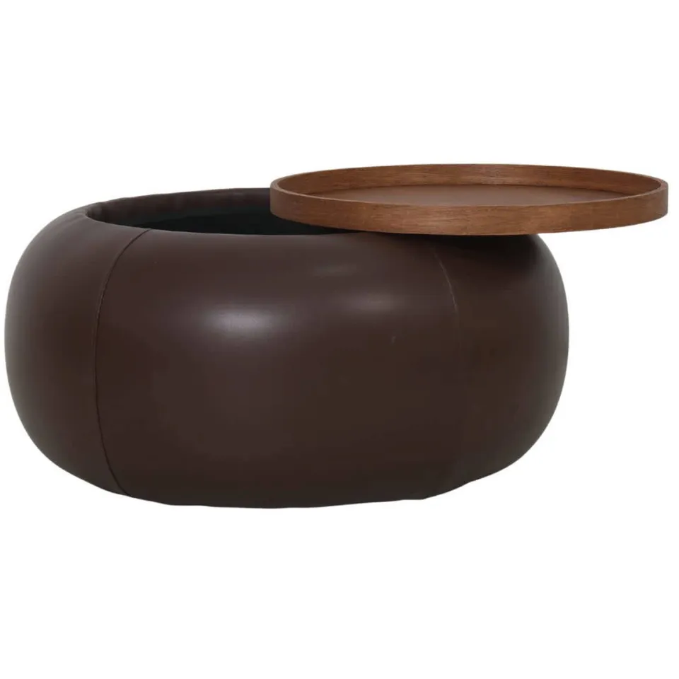Giga Meubel Salontafel Draby - Rond Donkerbruin/Walnoot - Incl. Opbergruimte - Ø73cm, foto 3