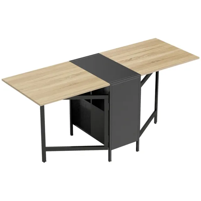 ZYLARO Eettafel - Klaptafel En Bijzettafel - Eiken - Metalen Frame - Voor Keuken En Woonkamer - Donkerhoutkleur En Zwart donkere houtkleur + zwart