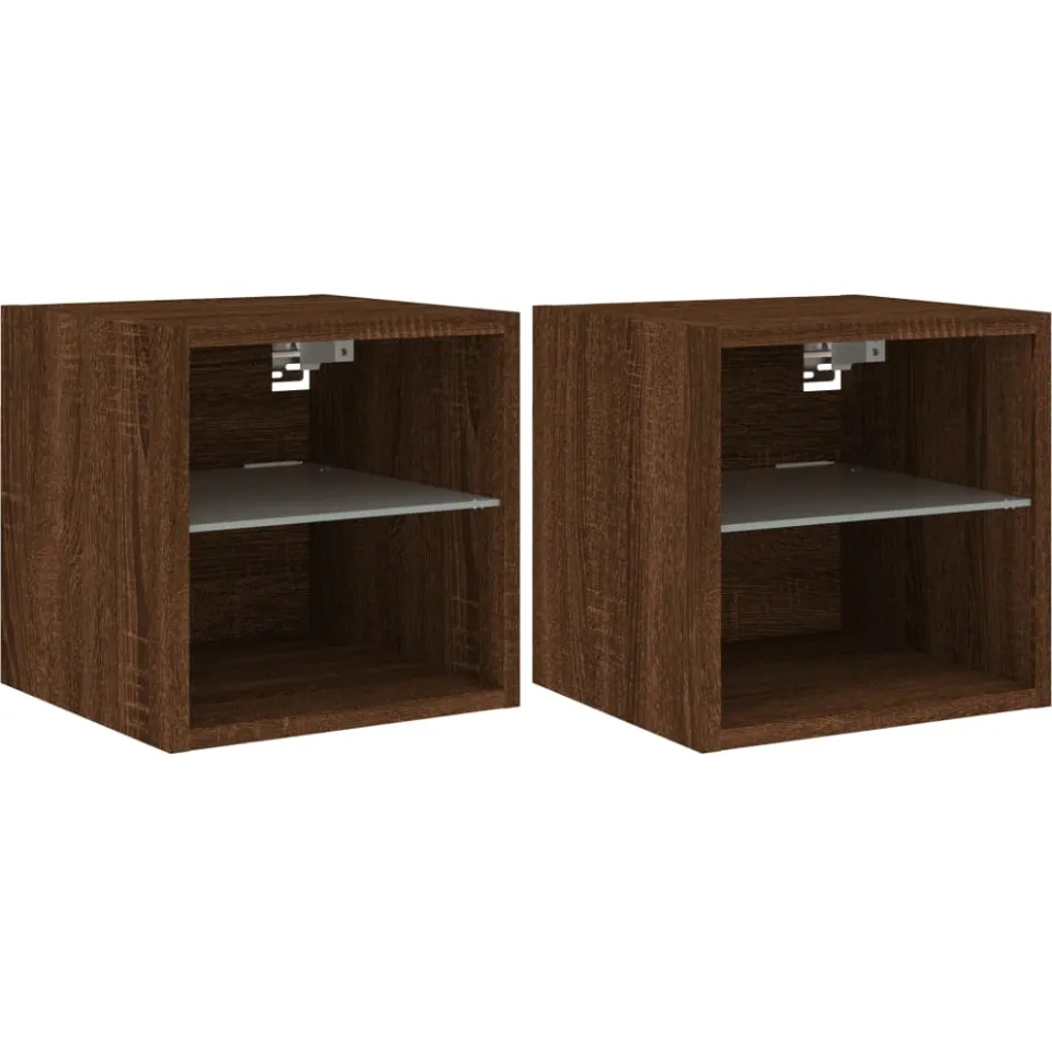 vidaXL Tv-wandmeubels met LED 2 st 30x28,5x30 cm bruin eikenkleur, foto 3