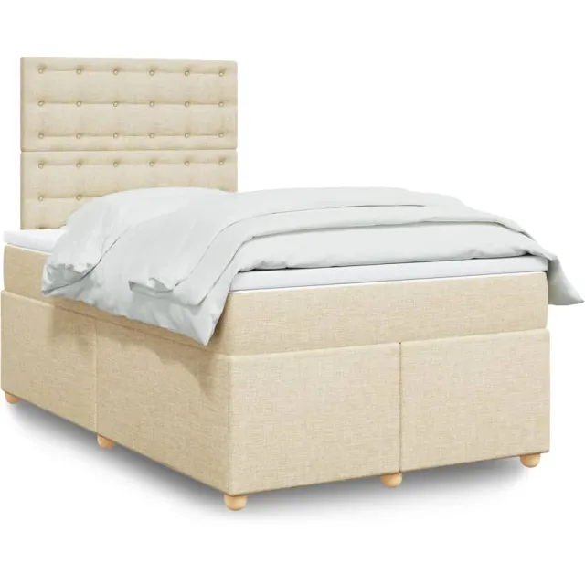 vidaXL Boxspring met matras stof crèmekleurig 120x200 cm