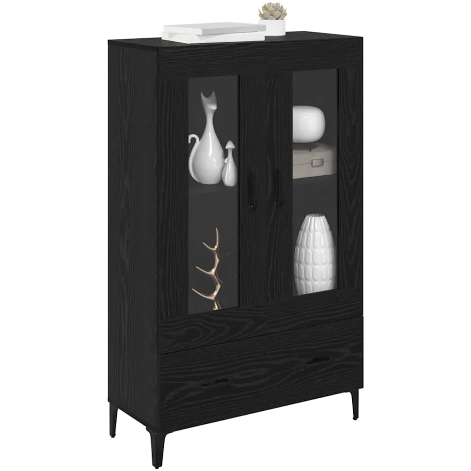 vidaXL Highboard Zwart Eiken 70 x 31 x 115 cm Gemonteerd hout en ijzer, foto 3