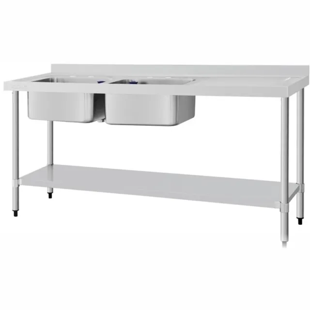 Vogue Spoeltafel Dubbele Spoelbak - Vogue DY827 - Horeca & Professioneel - Horeca & Professioneel Grijs